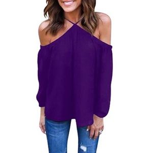 Off the shoulder long sleeve blouse